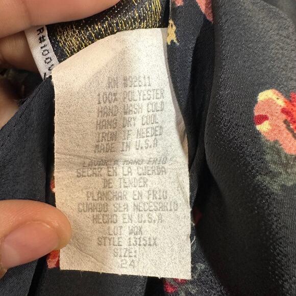 VTG TR Bentley Plus 24 Black Red Floral Midi Skirt Summer Resort Cottage Fairy - Picture 6 of 9